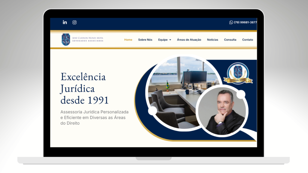 Site institucional JCMN Advocacia - posicionamento digital profissional